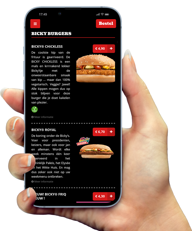 Voorbeeld van onze app op smartphone